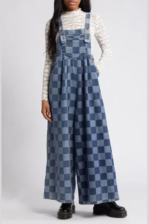 Dressed in Lala Checkerboard Wide Leg Overalls at Nordstrom, Size Medium