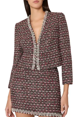 Milly Amaya Rhinestone Embellished Tweed Blazer in at Nordstrom, Size Medium P