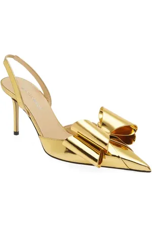 Mach & Mach Le Cadeau Bow Pointed Toe Metallic Slingback Pump in at Nordstrom, Size 5Us