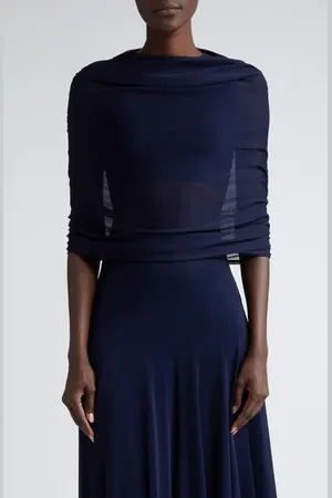 BRANDON MAXWELL Lyra Ruched Mesh Top in at Nordstrom, Size Small