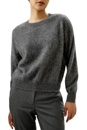 Lilysilk Classic Round Neck Cashmere Sweater for Women in at Nordstrom, Size Medium