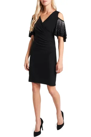 Chaussmoi Cold Shoulder Wrap Front Dress in at Nordstrom, Size Small