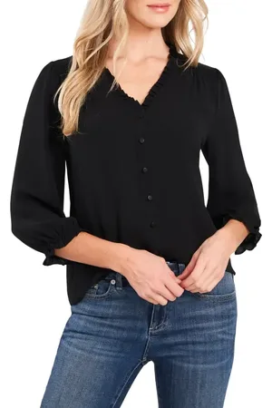 CE&CE Ruffle V-Neck Blouse in at Nordstrom, Size Xx-Small