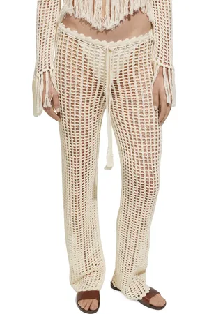 MANGO Openwork Tie Waist Pants in at Nordstrom, Size Large