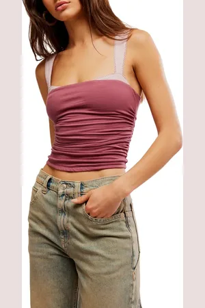Free People Two-Tone Crop Tank Top in at Nordstrom, Size X-Large