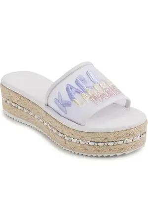 Karl Lagerfeld Kamara Embroidered Platform Slide Sandal in at Nordstrom, Size 6