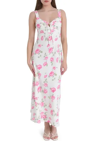 WAYF Romeo Floral Linen Blend Midi Dress in at Nordstrom, Size Small