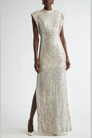 ST. JOHN Sequin Embroidered Drape Back Gown in at Nordstrom, Size 12