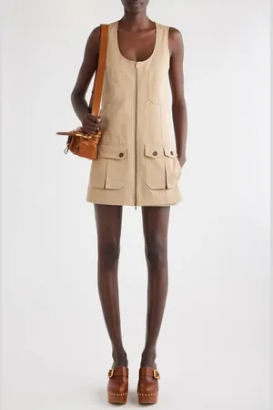 Chloé Sleeveless Cotton Gabardine Minidress in at Nordstrom, Size 4 Us