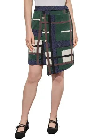 Ming Wang Cozy Button Front Asymmetric Hem Knit Miniskirt in at Nordstrom, Size X-Large