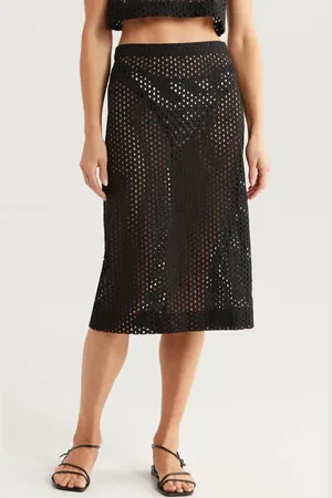 Solid The Sherry Cotton Eyelet Cover-Up Skirt in at Nordstrom, Size Medium