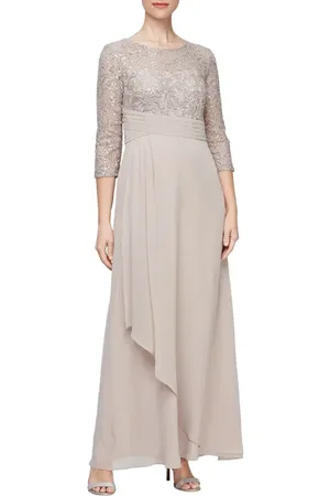 Alex Evenings Sequin & Lace Empire Waist Gown in at Nordstrom, Size 6
