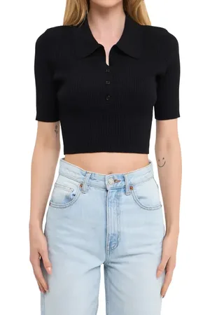 Grey Lab Rib Crop Polo Shirt in at Nordstrom, Size X-Small
