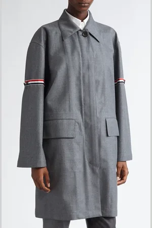 Thom Browne Tricolor Armband Water Resistant Wool Blend Twill Coat in at Nordstrom, Size 8 Us