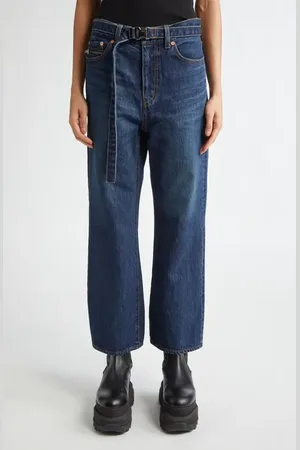 SACAI Belted Crop Bootcut Jeans in at Nordstrom, Size 4