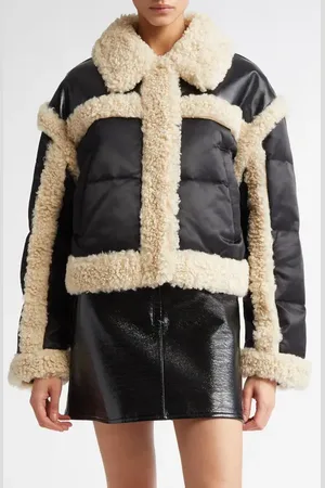 Stand Studio Mary Recycled Down Puffer Jacket with Faux Shearling Trim in at Nordstrom, Size 8 Us