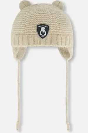 Deux par Deux Baby Unisex Knit Hat With Ears Beige in at Nordstrom, Size 18-24 M
