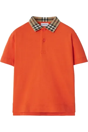 Burberry Check Collar Cotton Polo Shirt in at Nordstrom, Size 8