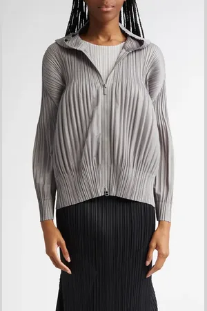 PLEATS PLEASE ISSEY MIYAKE Pleated Zip Front Hoodie in at Nordstrom, Size 3