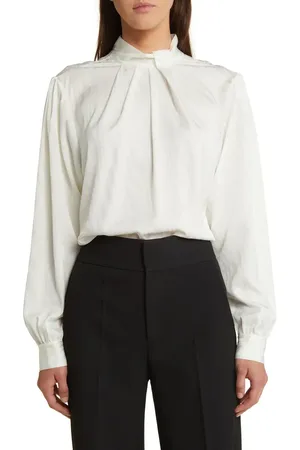 Frame Knotted Mock Neck Blouse in at Nordstrom, Size X-Small