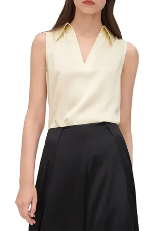 Lilysilk V-Neck Sleeveless Silk Violet Blouse in at Nordstrom, Size Medium