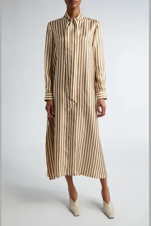 Max Mara Faesite Stripe Long Sleeve Silk Twill Shirtdress in at Nordstrom, Size 2