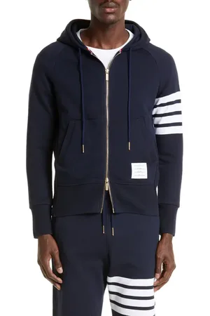 Thom Browne Classic 4-Bar Zip Cotton Hoodie in at Nordstrom, Size 1