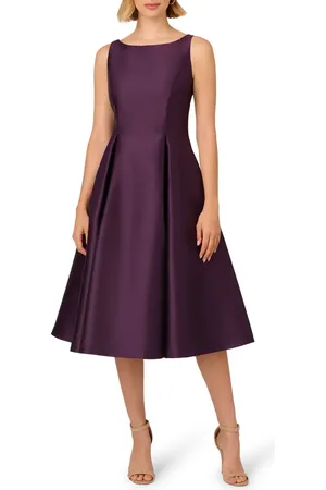 Adrianna Papell Sleeveless Mikado Fit & Flare Midi Dress in at Nordstrom, Size 12