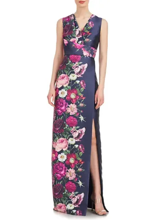 Kay Unger Coraline Floral Faux Wrap Sheath Gown in at Nordstrom, Size 2