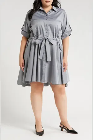 HARSHMAN Meadow Drawstring Waist Shirtdress in at Nordstrom, Size 1X