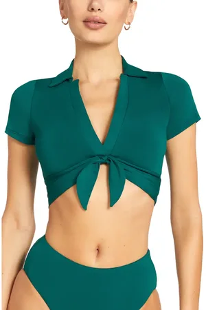 Robin Piccone Ava Knot Front Bikini Top in at Nordstrom, Size Medium