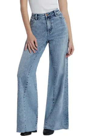 HINT OF BLU Happy Dual Two-Tone High Waist Wide Leg Jeans in at Nordstrom, Size 25