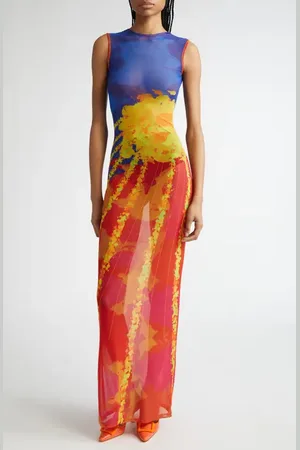 House of Aama Open Back Mesh Maxi Dress in at Nordstrom, Size 4