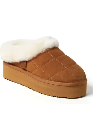 Dearfoams Fireside Bendigo Genuine Shearling Quilted Platform Clog Slipper in at Nordstrom, Size 11