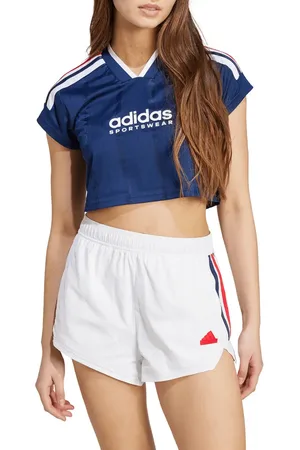 adidas Tiro 3-Stripes Crop T-Shirt in at Nordstrom, Size X-Small