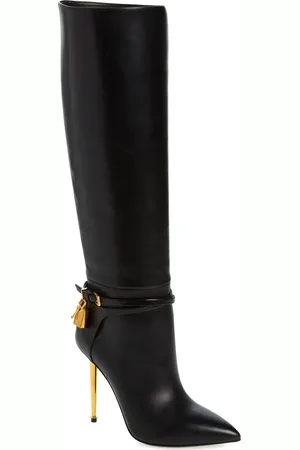 Tom Ford Padlock Pointed Toe Knee High Boot in at Nordstrom, Size 7Us