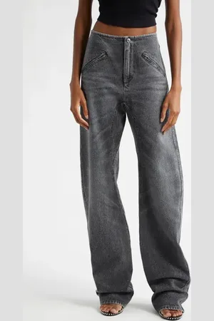 Alexander Wang Hotfix Crystal Twisted Seam Barrel Leg Jeans in at Nordstrom, Size 27