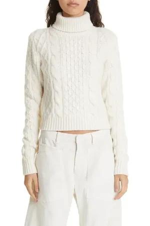NILI LOTAN Andrina Wool & Cashmere Cable Turtleneck Sweater in at Nordstrom, Size Medium