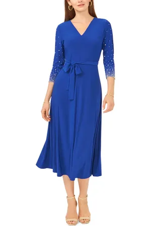 Chaussmoi Embellished Tie Waist Midi Dress in at Nordstrom, Size Small