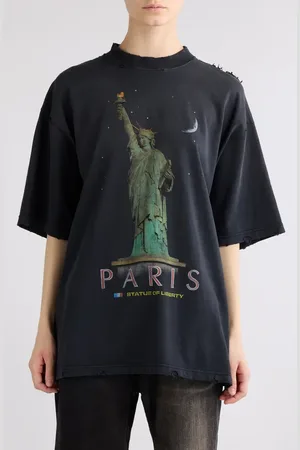 Balenciaga Paris Liberty Medium Fit Distressed Cotton Graphic T-Shirt in at Nordstrom, Size X-Small