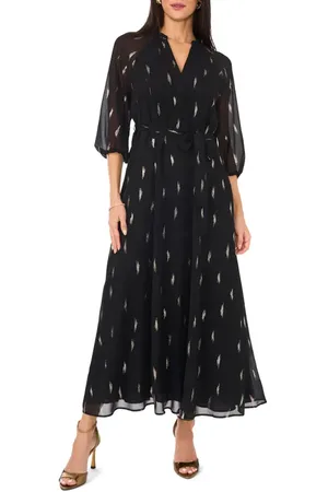 Vince Camuto Metallic Chiffon Balloon Sleeve Maxi Dress in at Nordstrom, Size Medium
