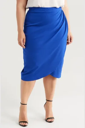 24Seven Comfort Apparel Tulip Hem Wrap Skirt in at Nordstrom, Size 2X