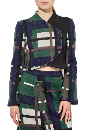Ming Wang Cozy Asymmetric Faux Button Front Knit Crop Top in at Nordstrom, Size Large