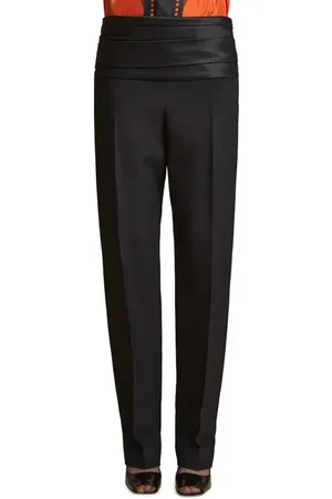 Khaite Camberly Satin Yoke Pants in at Nordstrom, Size 0