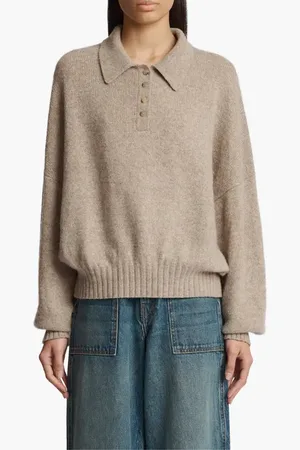 Khaite Rene Long Sleeve Cashmere Polo Sweater in at Nordstrom, Size Small