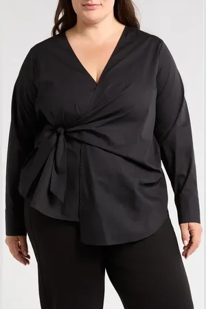 UNIVERSAL STANDARD Front Wrap Poplin Shirt in at Nordstrom