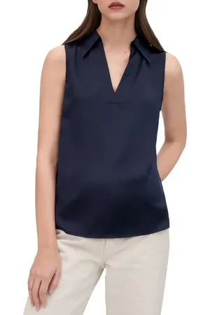 Lilysilk V-Neck Sleeveless Silk Violet Blouse in at Nordstrom, Size X-Large