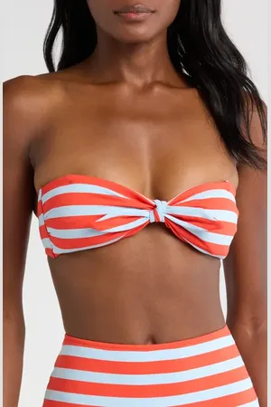 Lemlem Ava Tie Front Bandeau Bikini Top in at Nordstrom, Size Medium