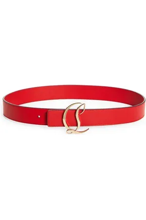 Christian Louboutin Logo Buckle Leather Belt in at Nordstrom, Size 75