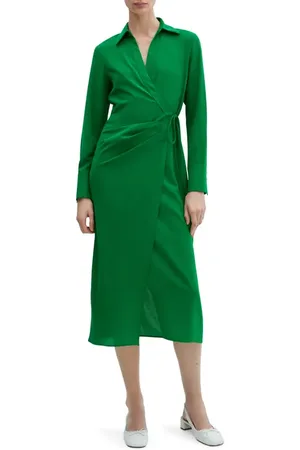 MANGO Collared Midi Wrap Dress in at Nordstrom, Size 4
